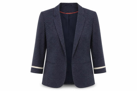Wallis Women Navy Blue Polka Dot Blazer Size 12 Lined Tailored Jacket