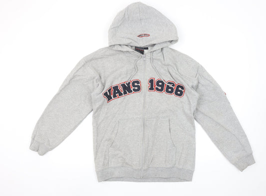 Vans Women's Grey Full Zip Hoodie L 1986 Graphic Cotton Blend