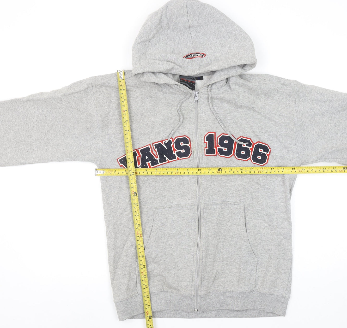 Vans Women's Grey Full Zip Hoodie L 1986 Graphic Cotton Blend