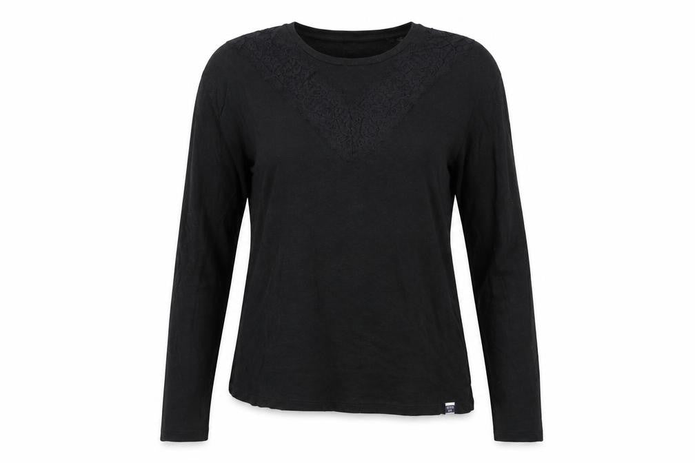Superdry Womens Black Lace Long Sleeve Jersey T-Shirt Size 12