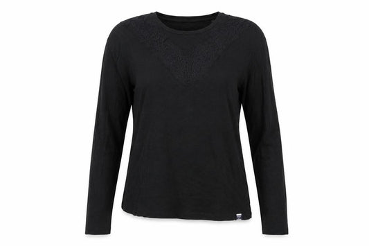 Superdry Womens Black Lace Long Sleeve Jersey T-Shirt Size 12