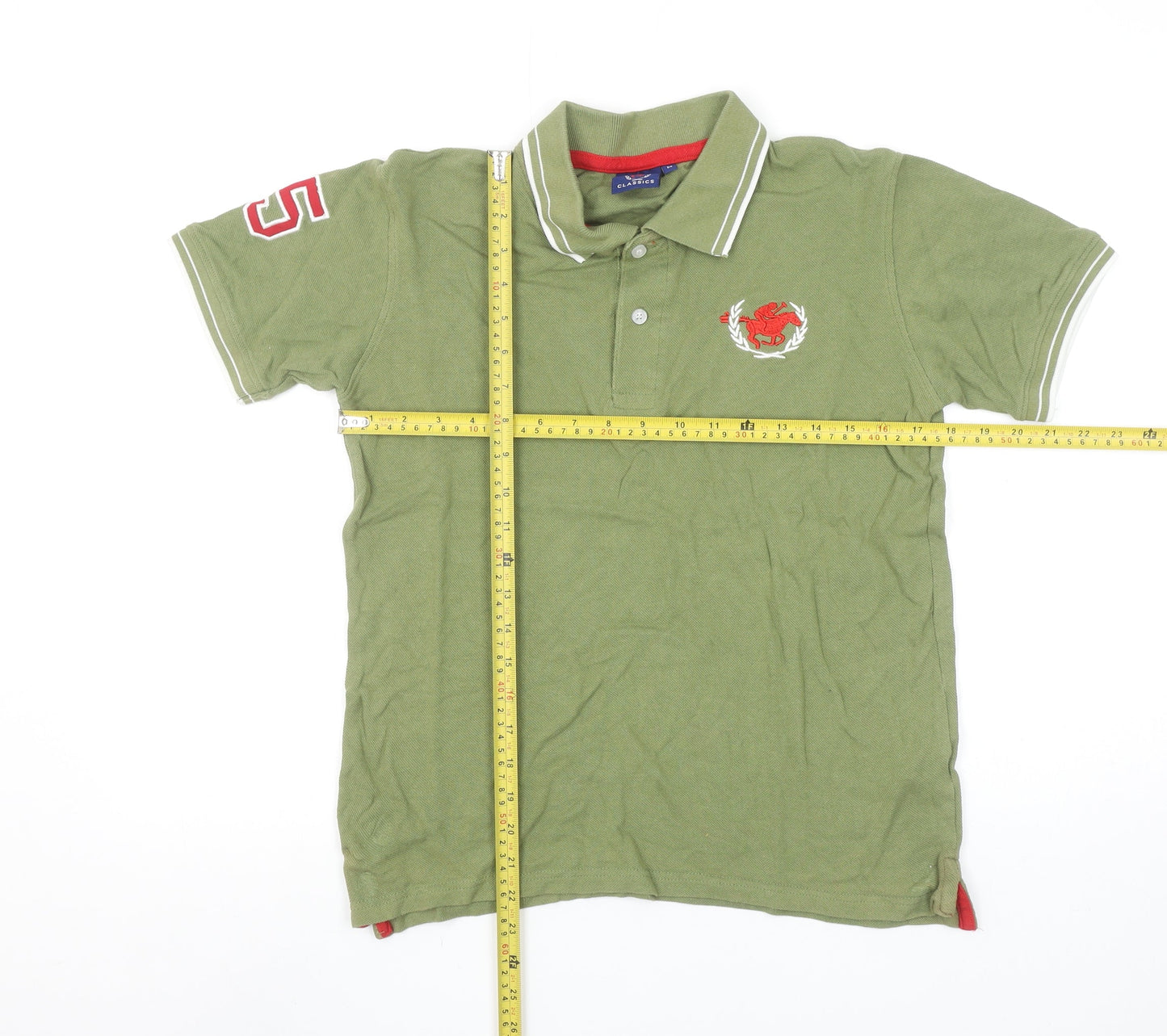 Classics Men's Green Polo Shirt Size M Short Sleeve Cotton Casual Top