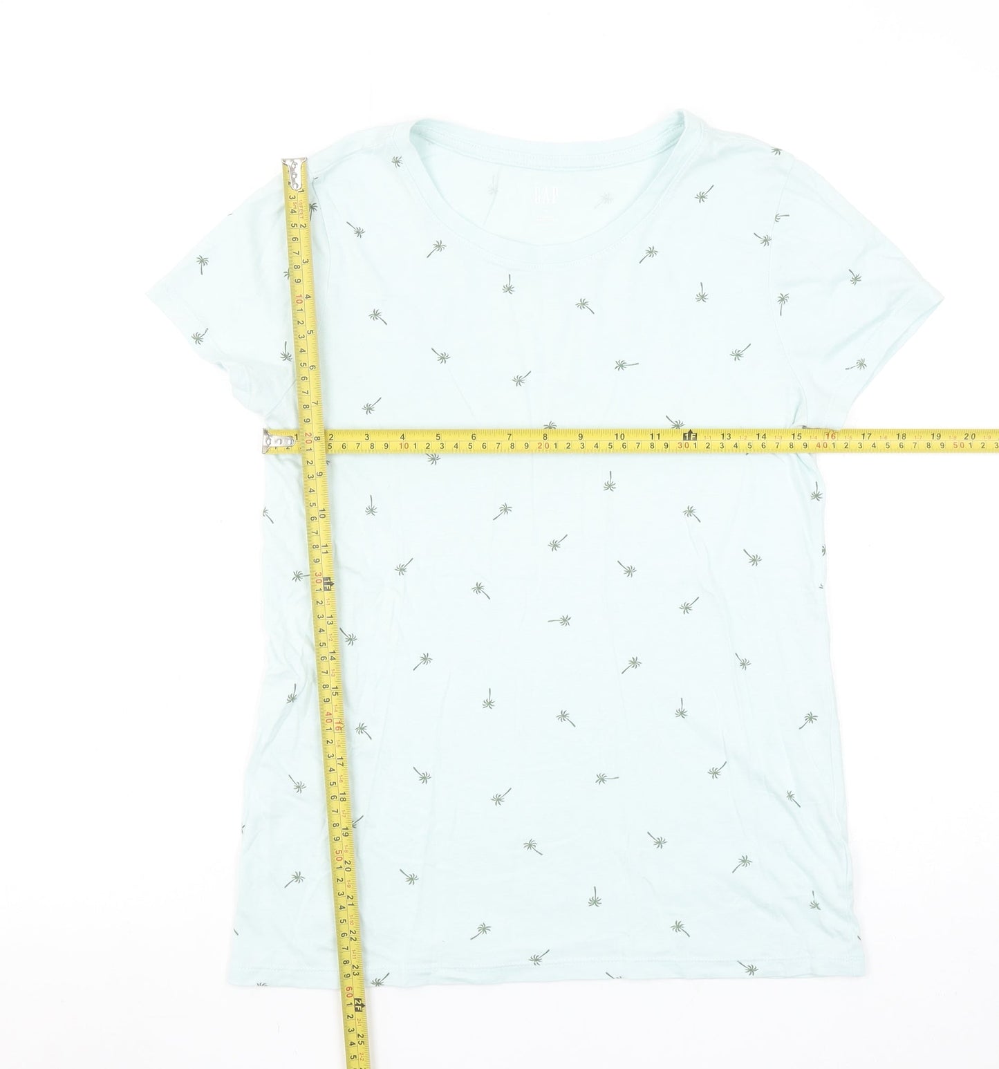 GAP Women's Blue Palm Print Cotton Short Sleeve T-Shirt Size S