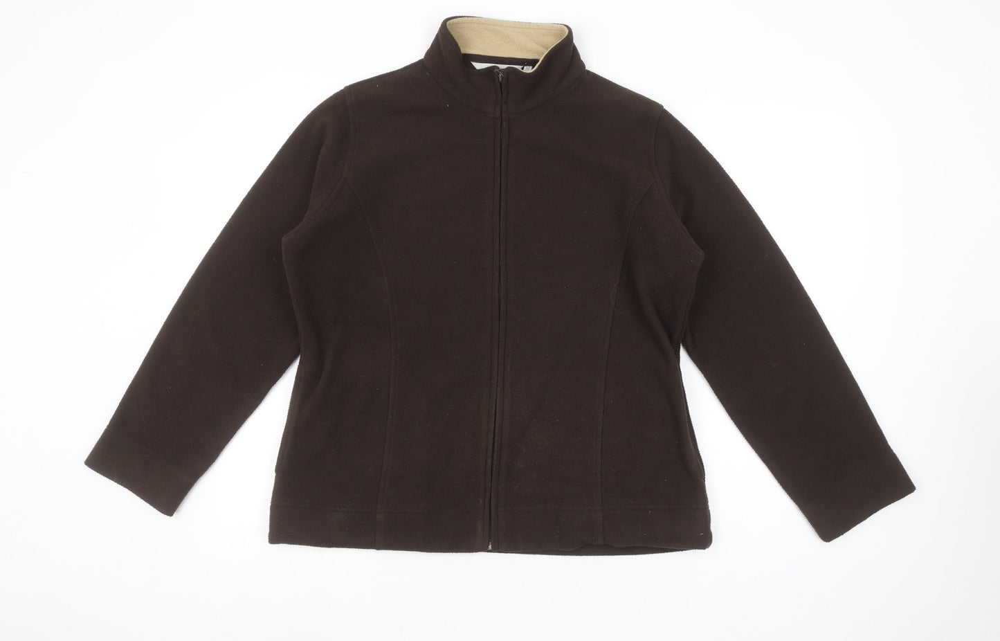 EWM Womens Brown Fleece Full Zip Jacket Size M 14-16