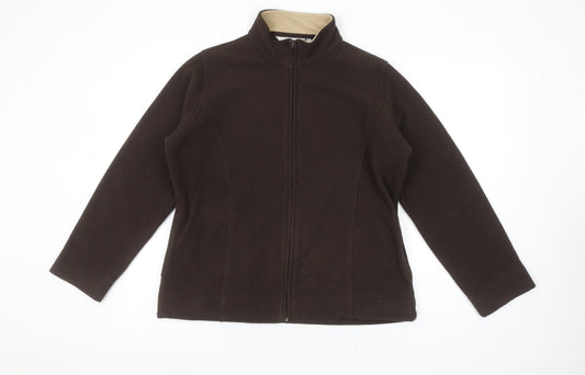 EWM Womens Brown Fleece Full Zip Jacket Size M 14-16