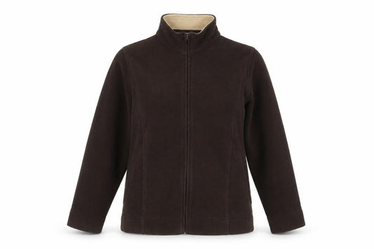 EWM Womens Brown Fleece Full Zip Jacket Size M 14-16
