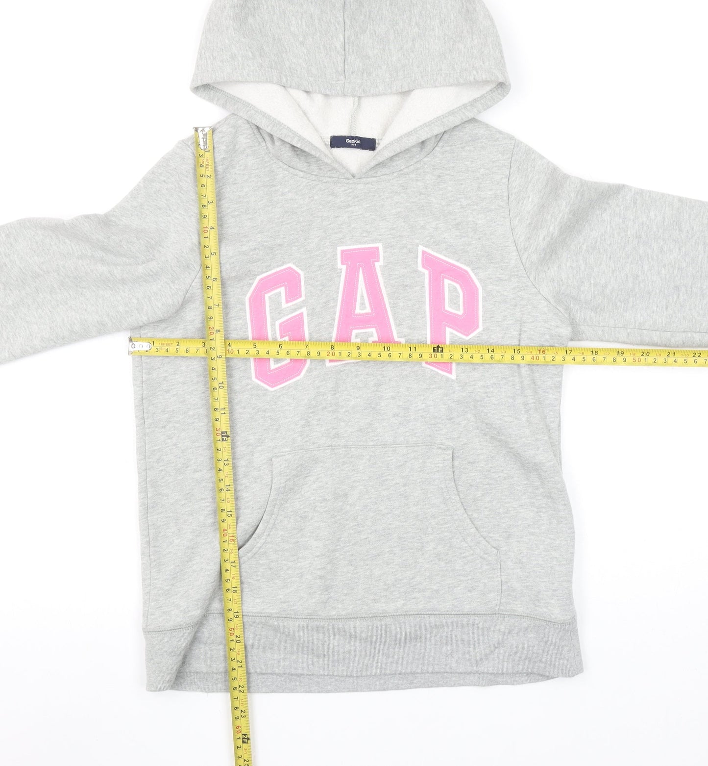 GAP Girls Grey Pullover Logo Hoodie Size 16 Years Cotton Fleece