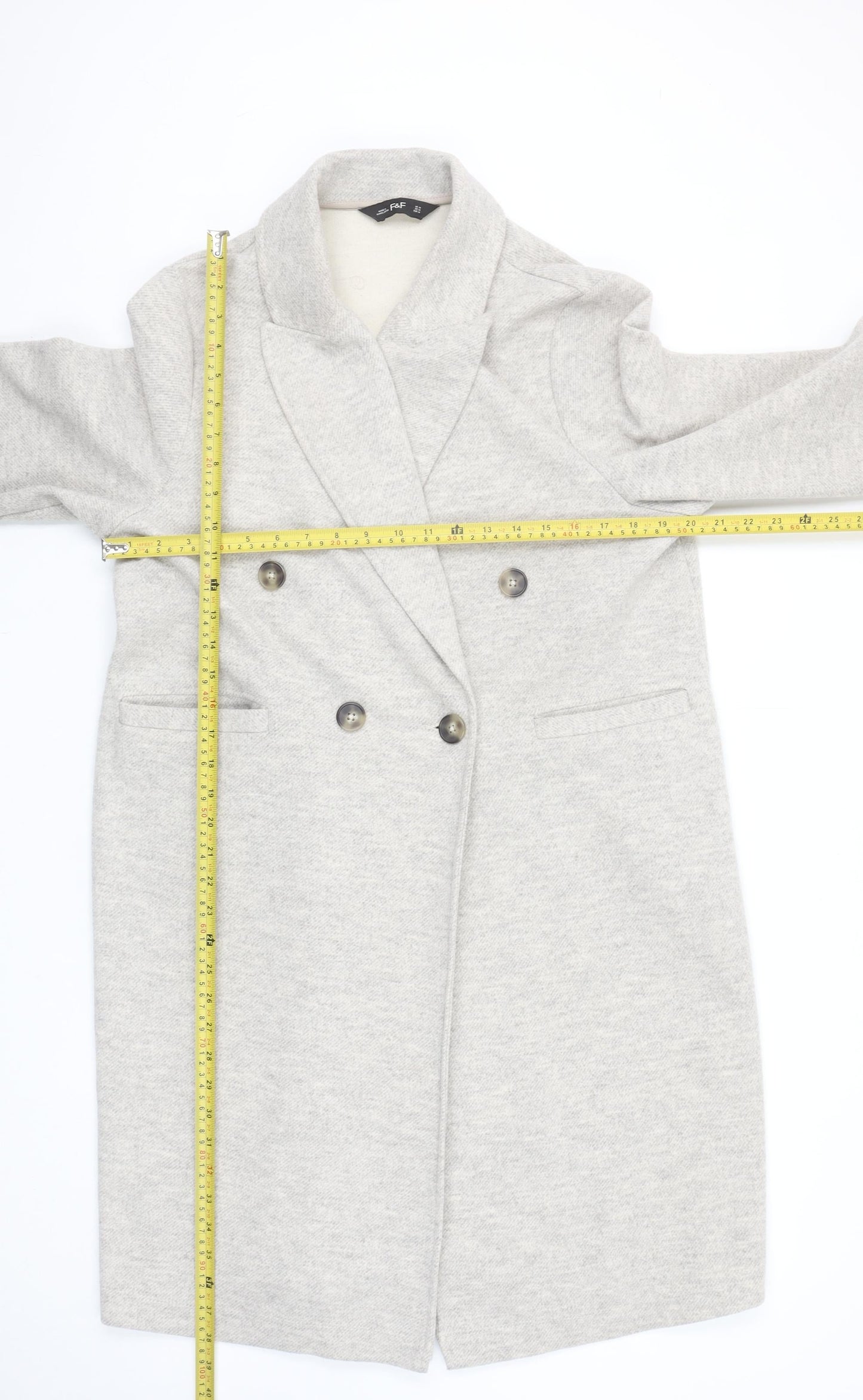 F&F Women’s Beige Mid-Length Overcoat Size M Polyester Blend
