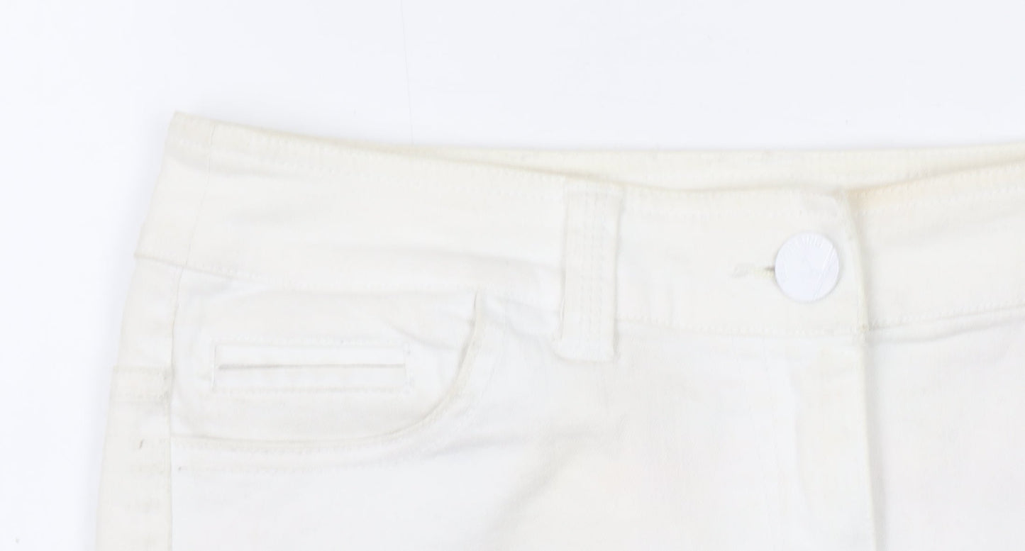 Red Herring Women’s Ivory Denim Mini Skirt Size 8 Stretch Casual