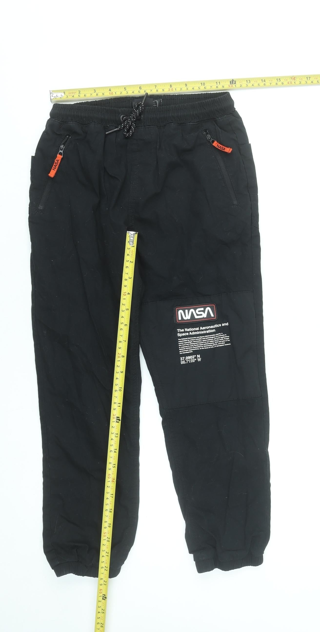Next Boys Black NASA Jogger Trousers 10 Years Cotton Elastic Waist