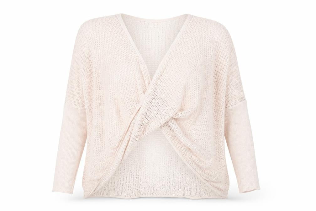 AllSaints Women Pink Open-Knit Shrug XS Lightweight Rayon Blend