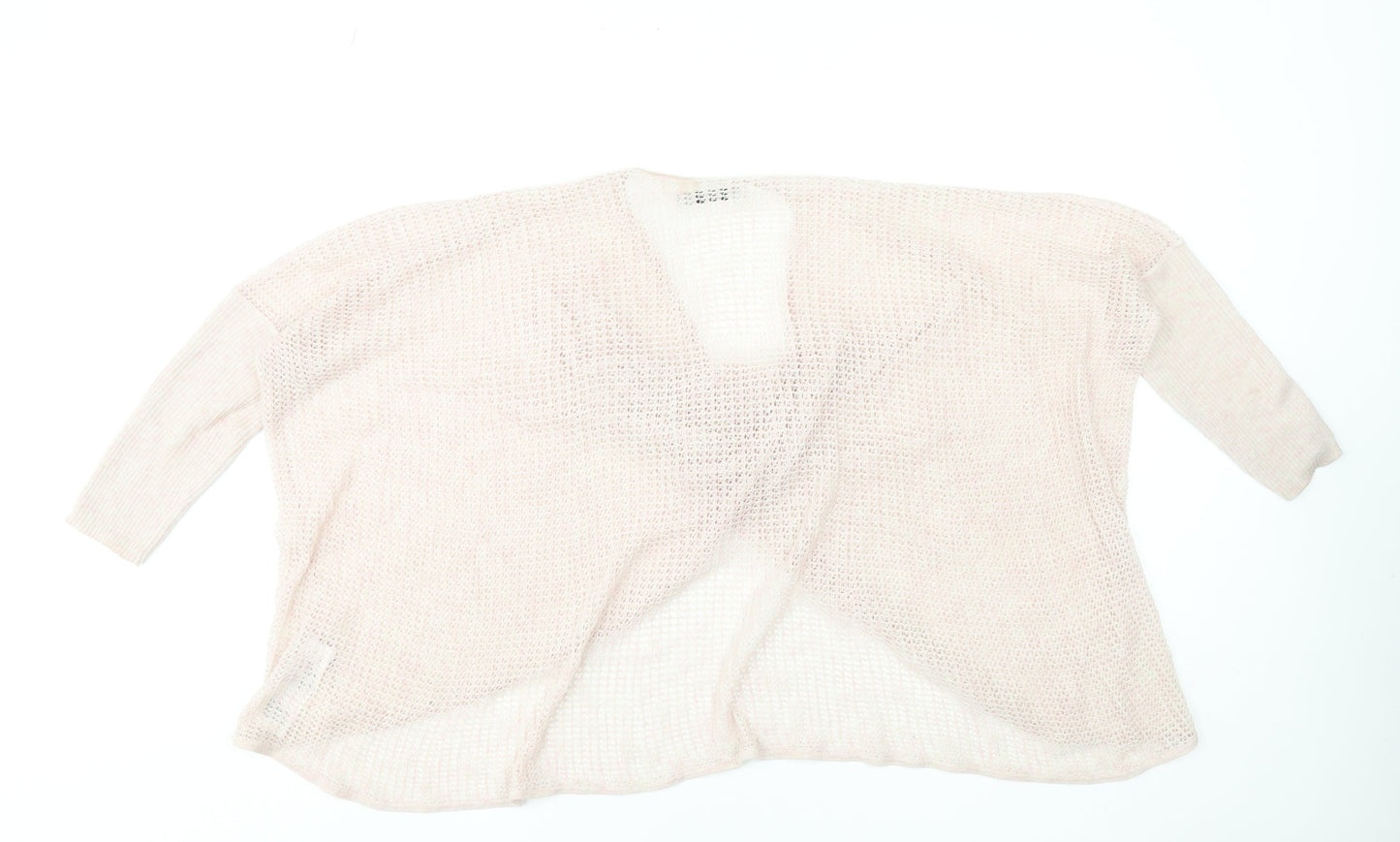 AllSaints Women Pink Open-Knit Shrug XS Lightweight Rayon Blend