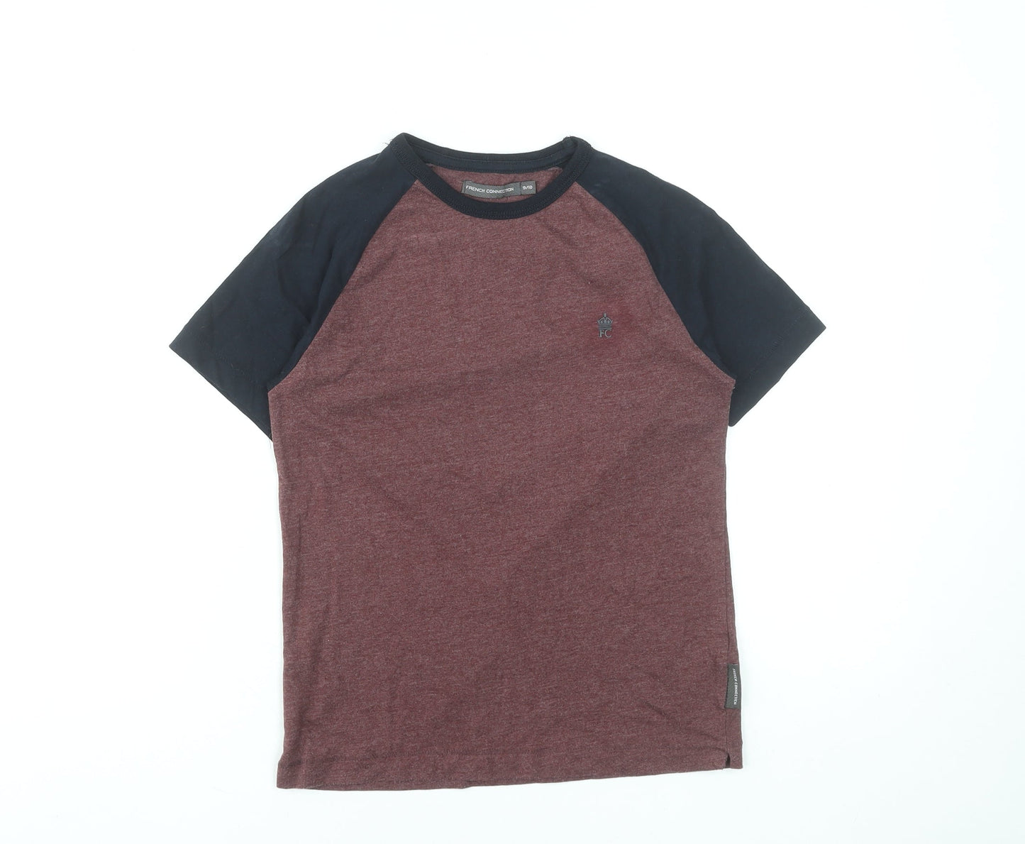 French Connection Boys Red & Black Colourblock Cotton T-Shirt 9-10 Years