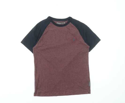 French Connection Boys Red & Black Colourblock Cotton T-Shirt 9-10 Years