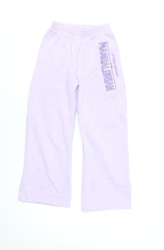 H&M Girls Lilac Star Wars Mandalorian Sweatpants 10-11 Years Cotton Blend