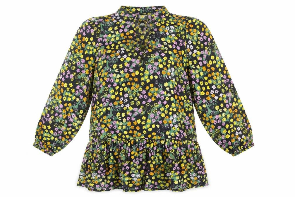 ASOS Design Women's Black Floral Long Sleeve Mini Dress UK 10