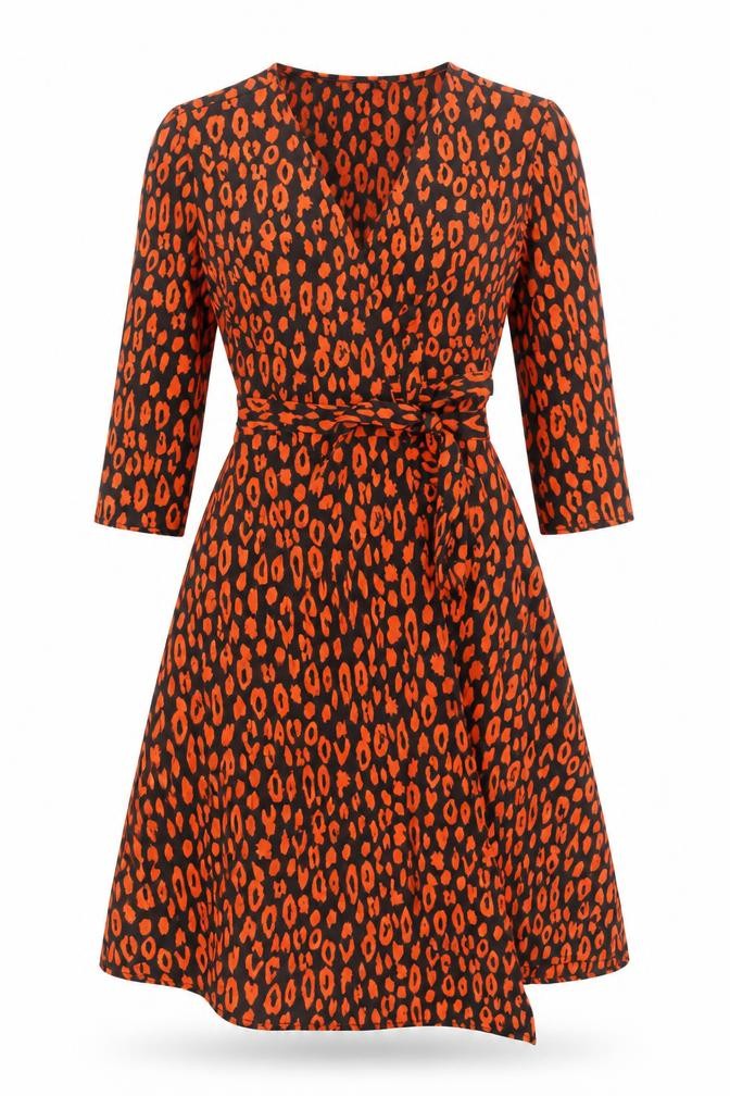 Pieces Women's Multicoloured Animal Print Belted A-Line Dress XS
