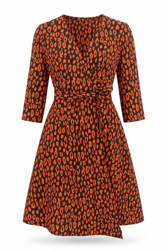 Pieces Women's Multicoloured Animal Print Belted A-Line Dress XS