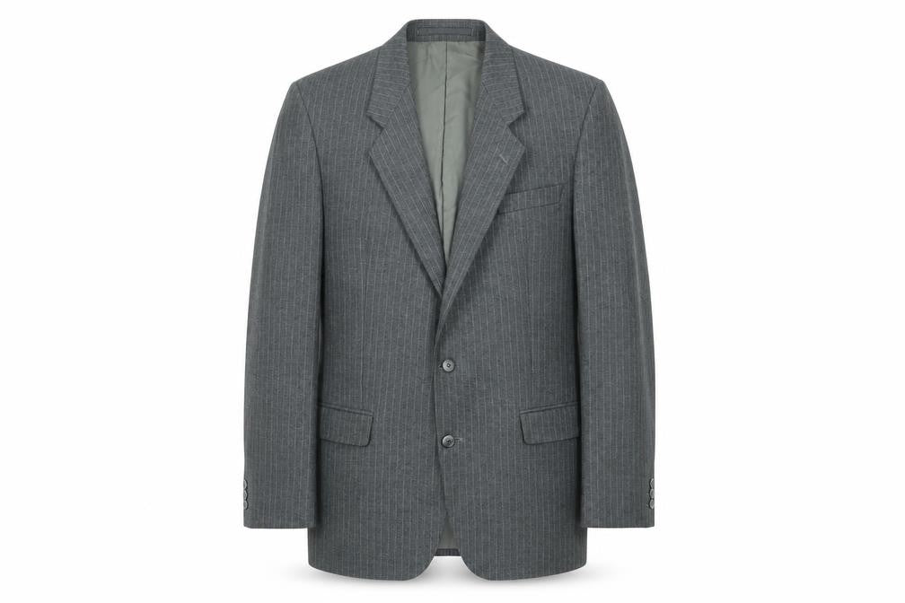 The Label Men's Grey Wool Pinstripe Blazer Jacket 42R Classic Fit