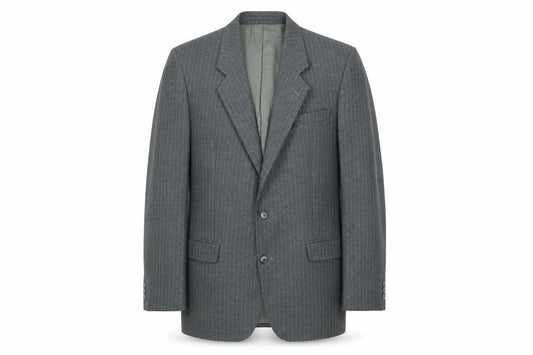 The Label Men's Grey Wool Pinstripe Blazer Jacket 42R Classic Fit