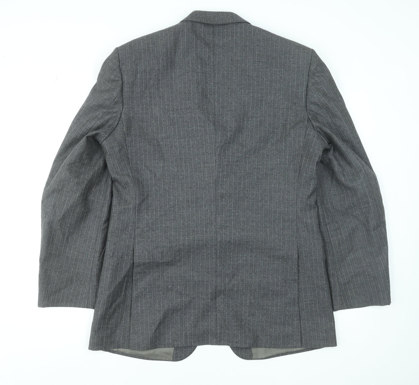 The Label Men's Grey Wool Pinstripe Blazer Jacket 42R Classic Fit