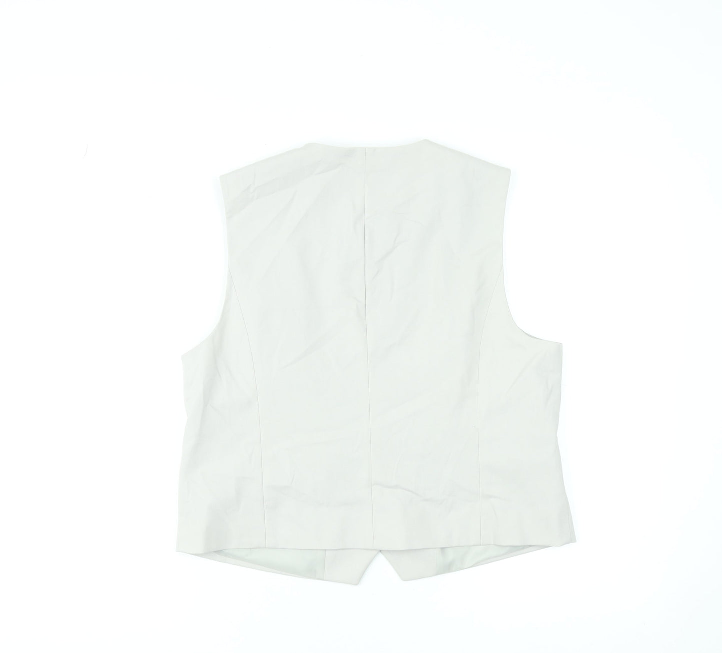 Gallery Women Beige Button-Up Sleeveless Waistcoat UK 14 Classic Workwear