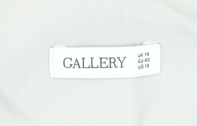 Gallery Women Beige Button-Up Sleeveless Waistcoat UK 14 Classic Workwear