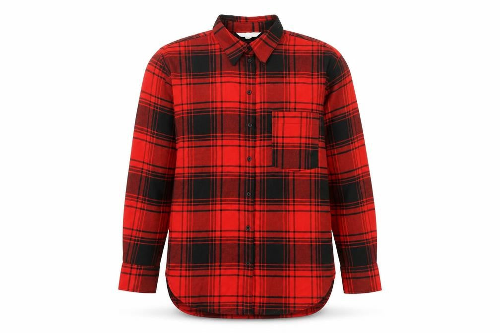 H&M Women’s Red Black Plaid Long Sleeve Flannel Button-Up Shirt XS