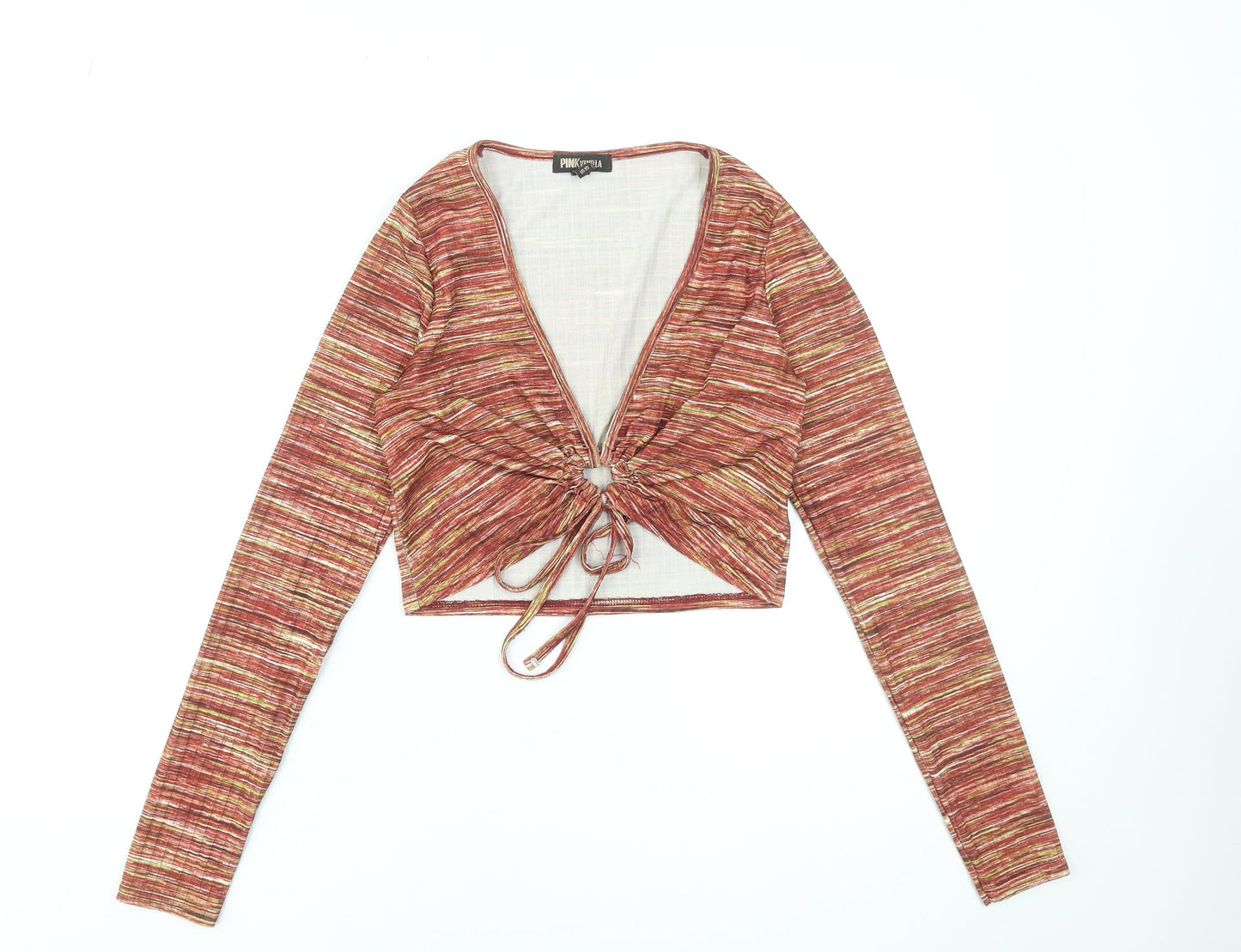 Pink Vanilla Women's Multicoloured Long Sleeve Cropped Wrap Top Size S