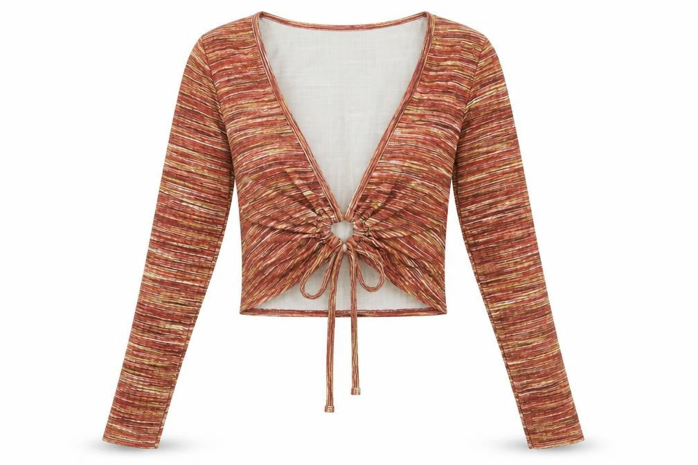 Pink Vanilla Women's Multicoloured Long Sleeve Cropped Wrap Top Size S