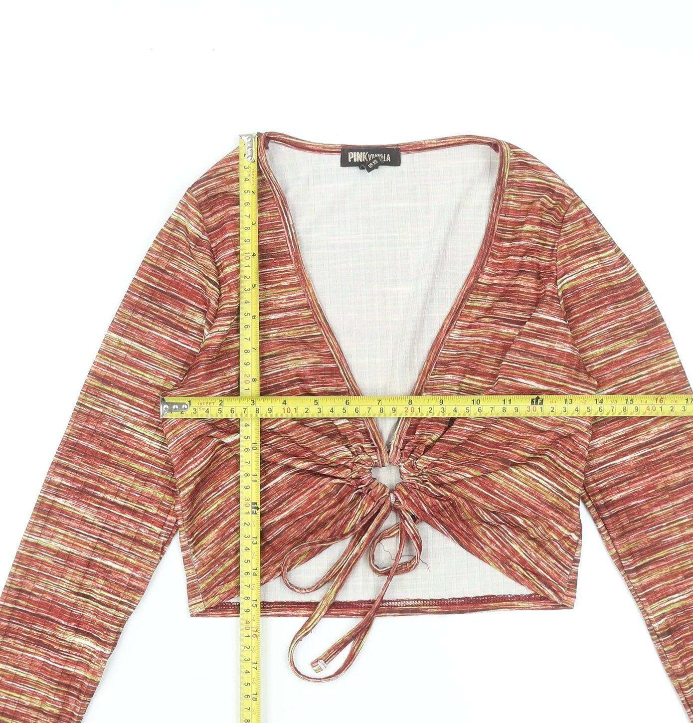 Pink Vanilla Women's Multicoloured Long Sleeve Cropped Wrap Top Size S