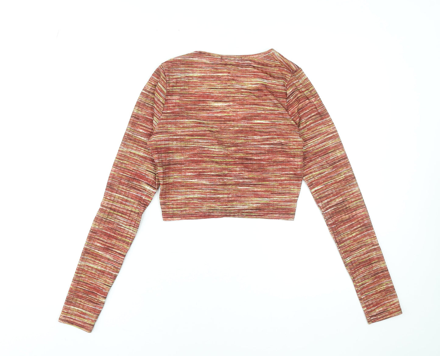 Pink Vanilla Women's Multicoloured Long Sleeve Cropped Wrap Top Size S
