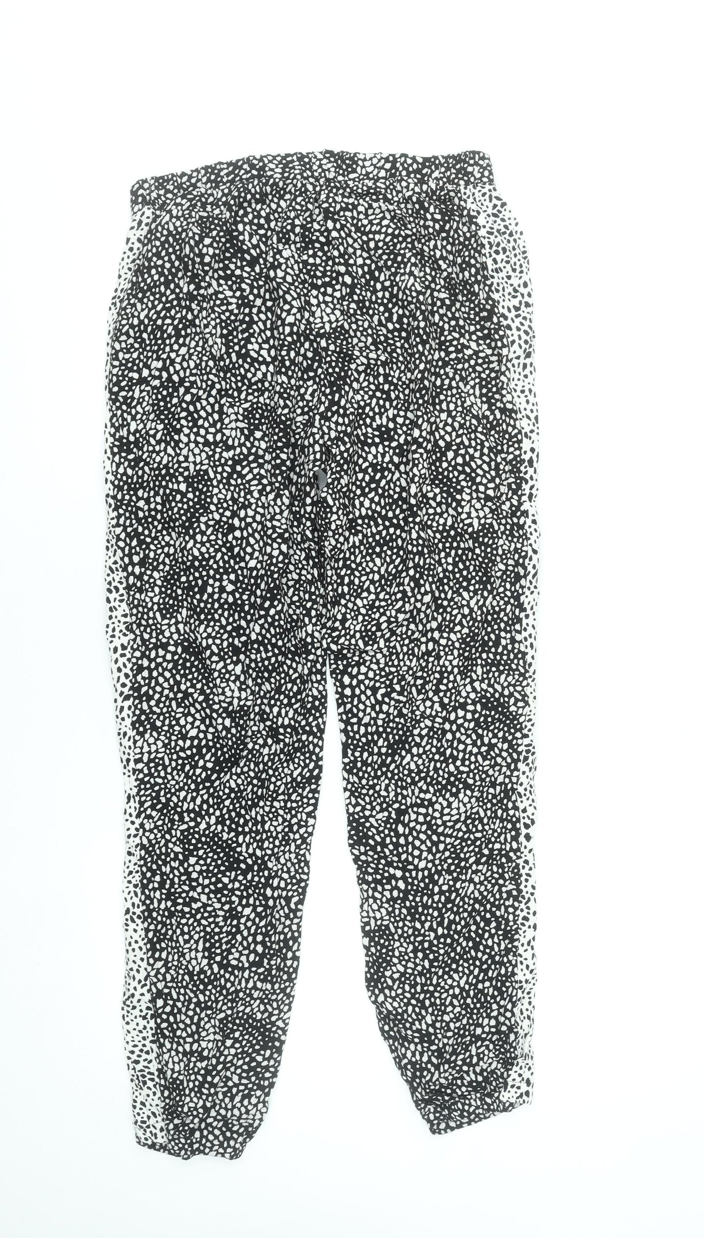 Marks and Spencer Womens Black White Animal Print Viscose Joggers Size 10