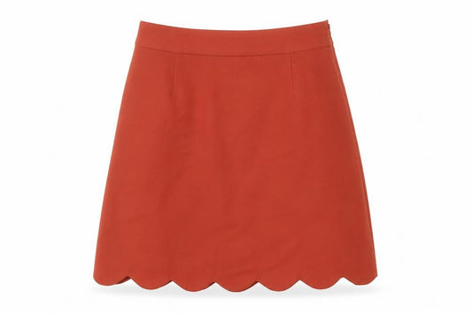ASOS Women’s Orange A-Line Short Skirt Size 8 Lined Scallop Hem