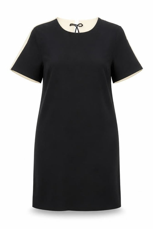 Zara Women Black Colourblock Shift Dress Size 16 Short Sleeve