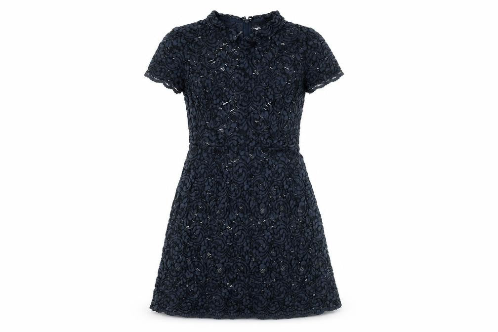 Jack Wills Women's Black Lace Short Sleeve Shift Dress Size 8