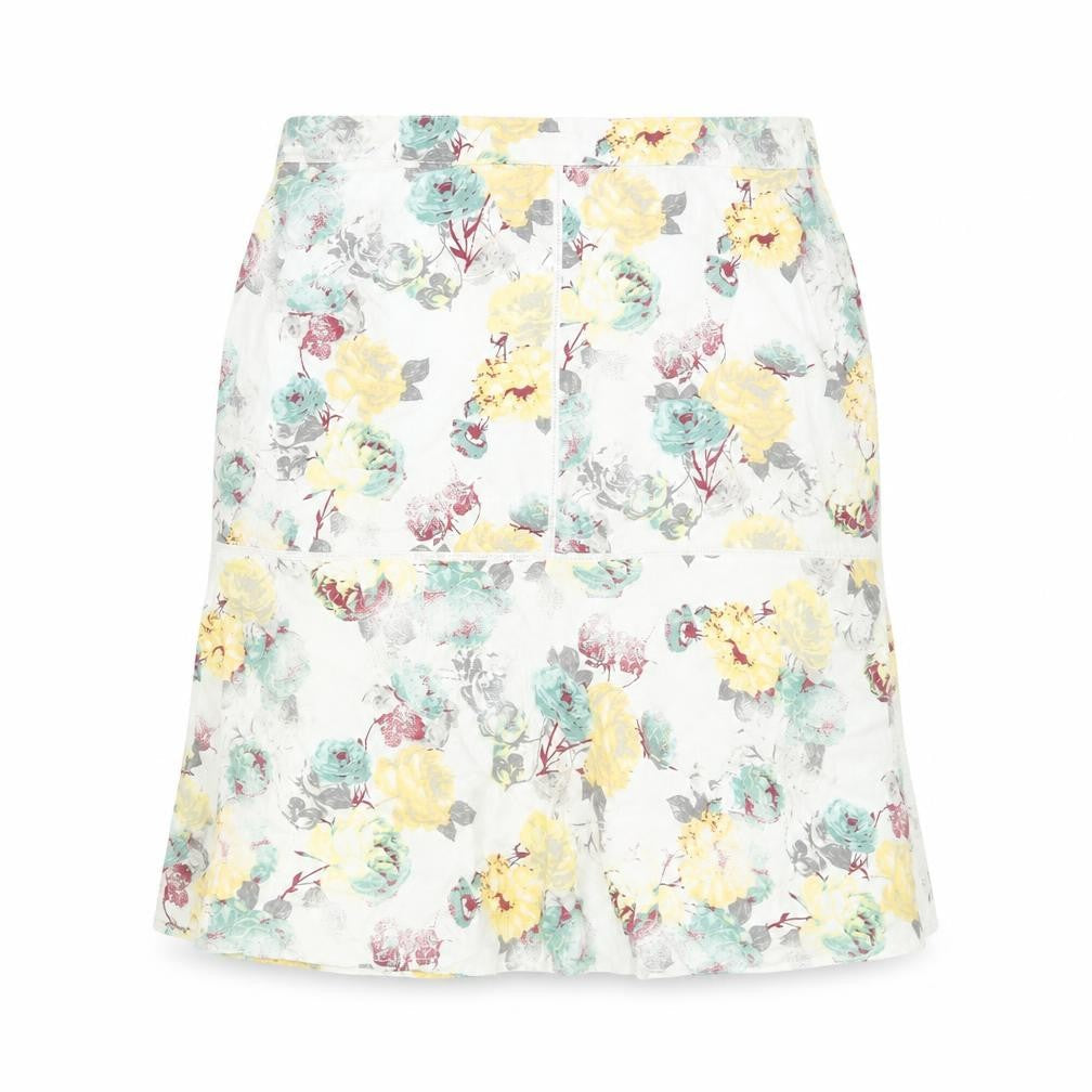 Next Womens Floral A-Line Linen Blend Midi Skirt Size 14 Multicoloured