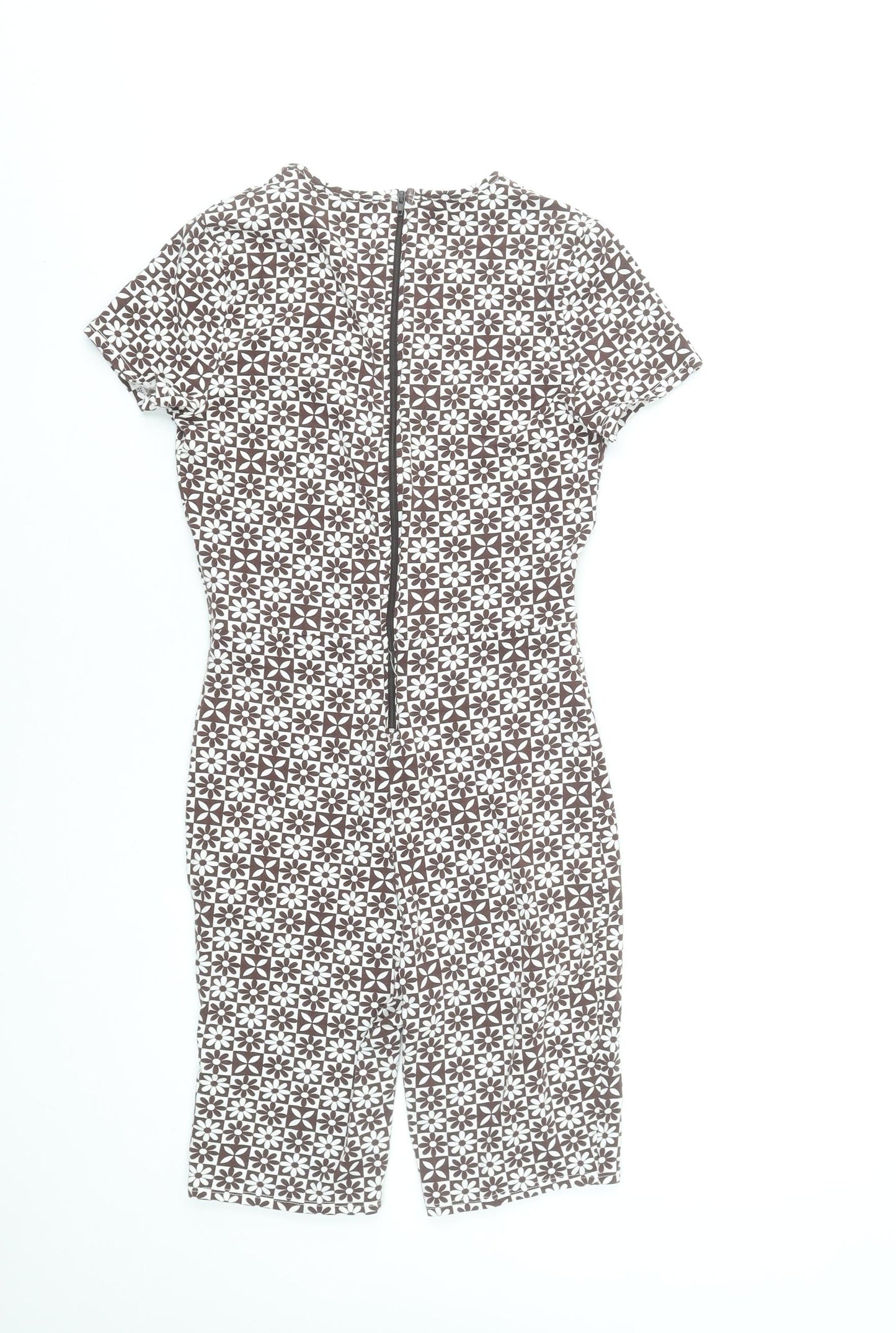 H&M Divided Women’s Brown Floral Stretch Jersey Playsuit Size S
