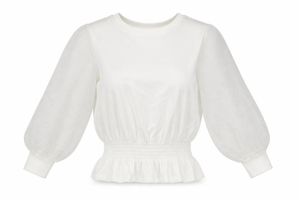 River Island Womens White XS Puff Sleeve Tunic Blouse