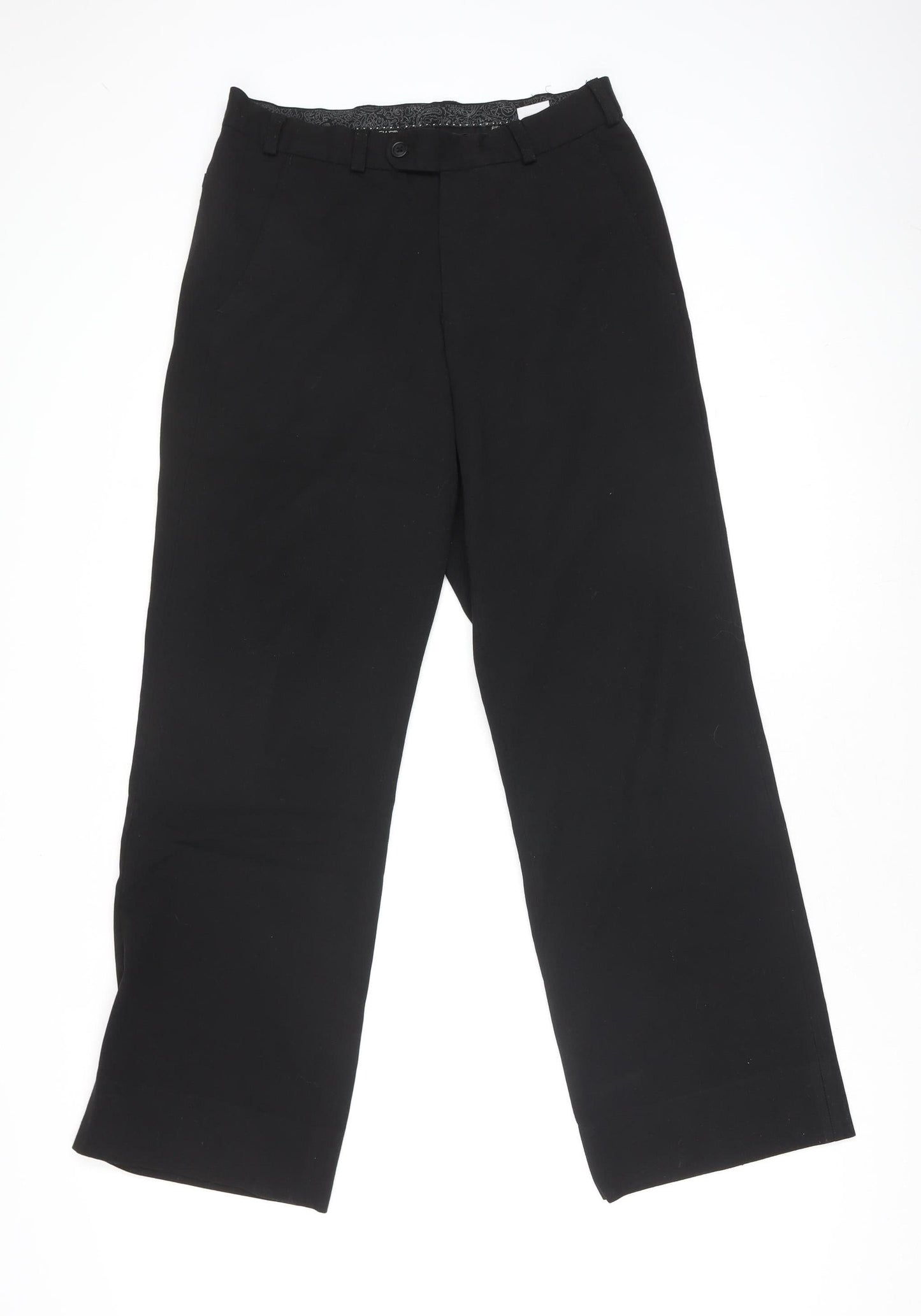 Remus Uomo Womens Black Straight Leg Trousers Size 30R Polyester Blend