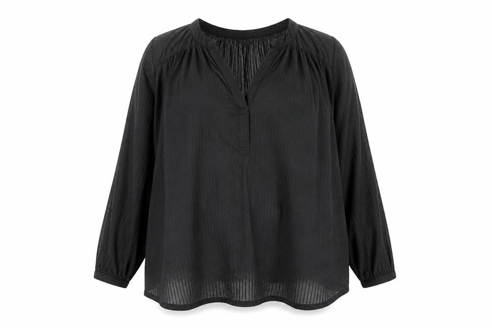 b.young Women Black Lightweight Cotton Button Tunic Blouse XL