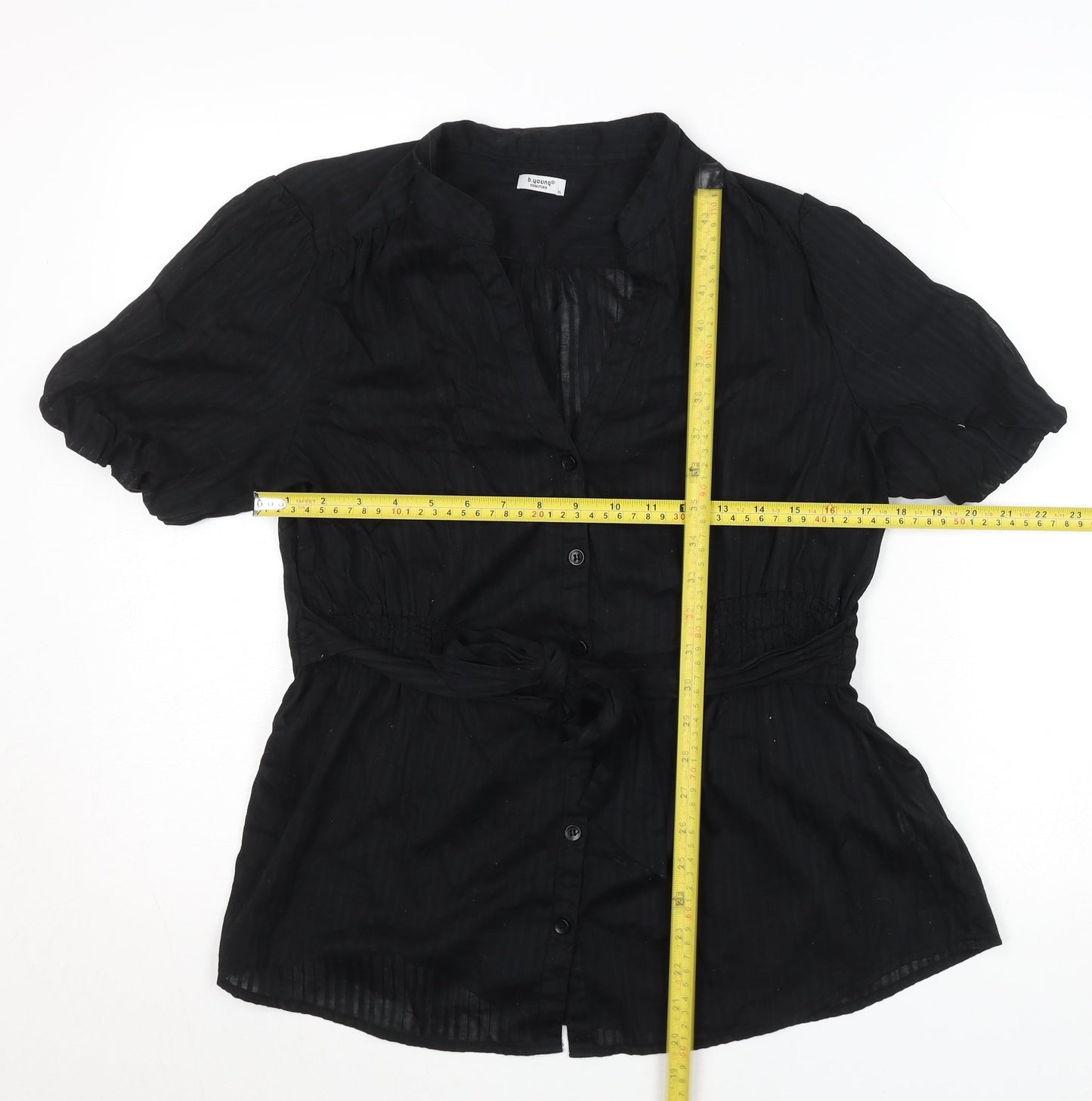 b.young Women Black Lightweight Cotton Button Tunic Blouse XL