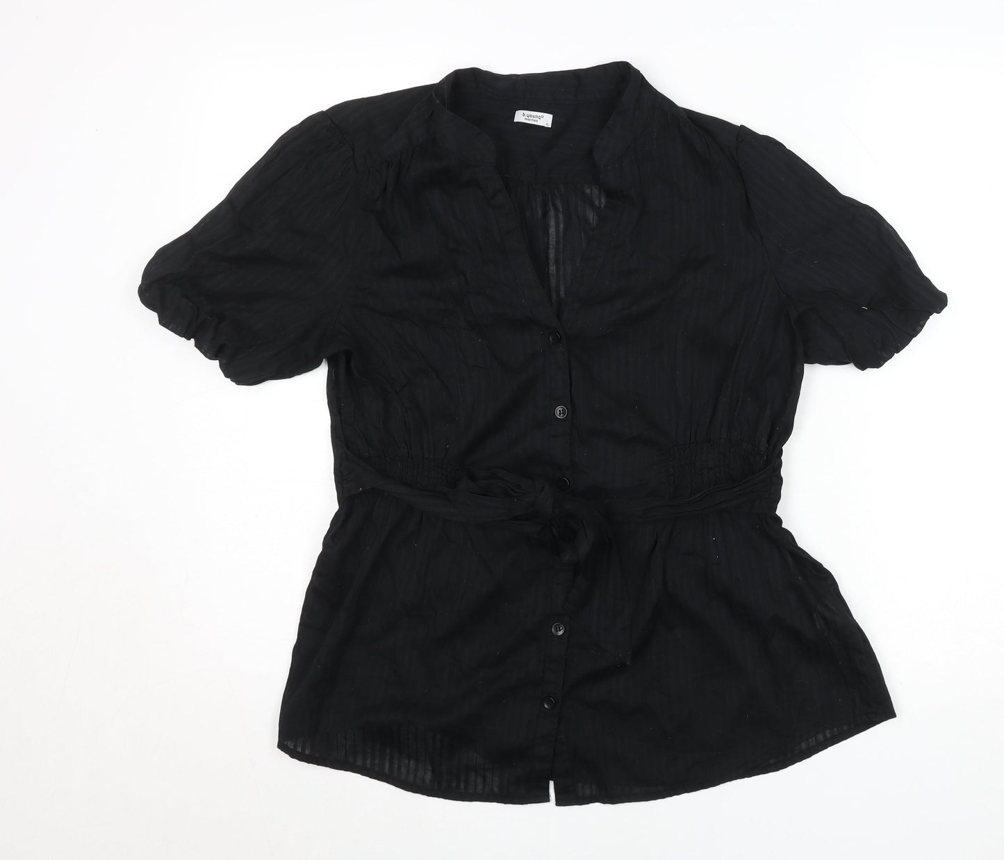 b.young Women Black Lightweight Cotton Button Tunic Blouse XL