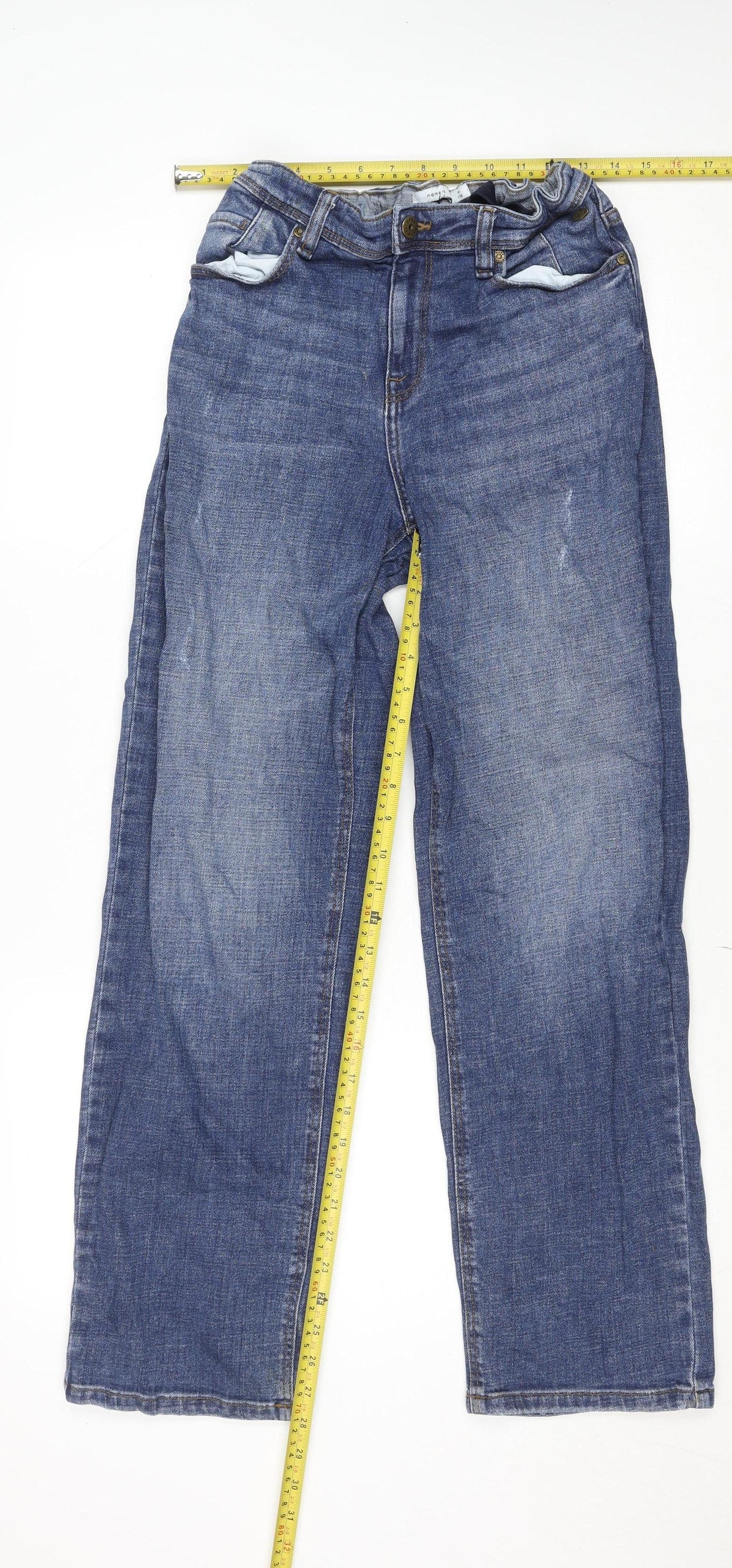 Name It Girls Blue Denim Straight Jeans Adjustable Waist Size 16 Years