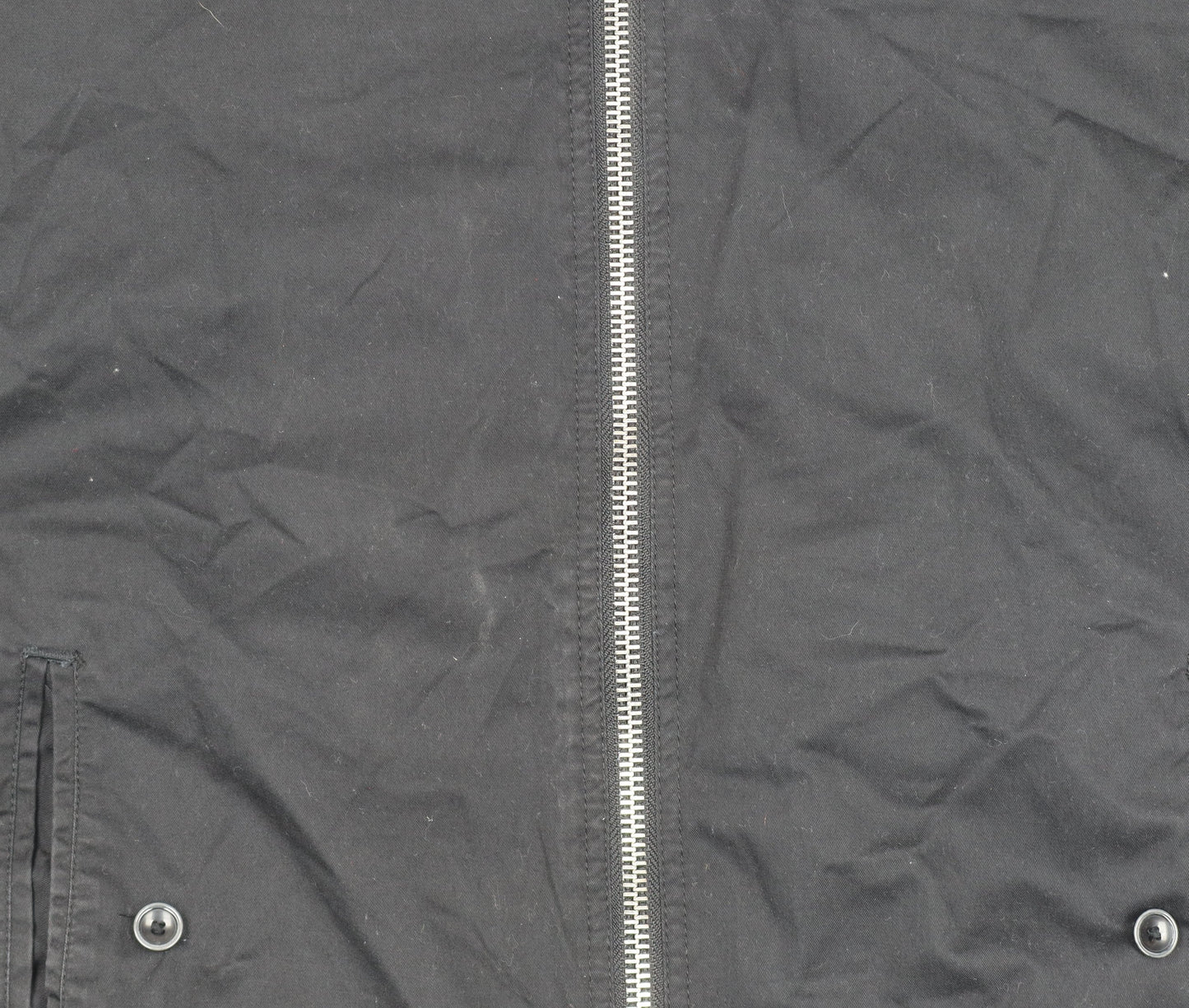 River Island Men’s Black Bomber Jacket L Stand-Up Collar Full Zip Casual