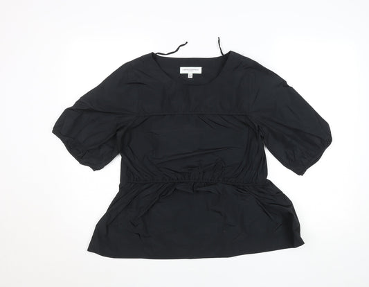 Carolyn Donnelly Women's Black Tunic Blouse Size 8 Short Puff Sleeve
