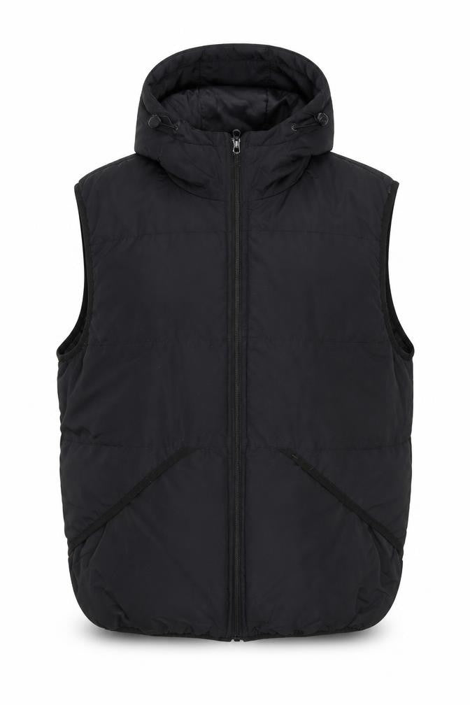 D/STRUCT Men’s Black Hooded Puffer Waistcoat Medium