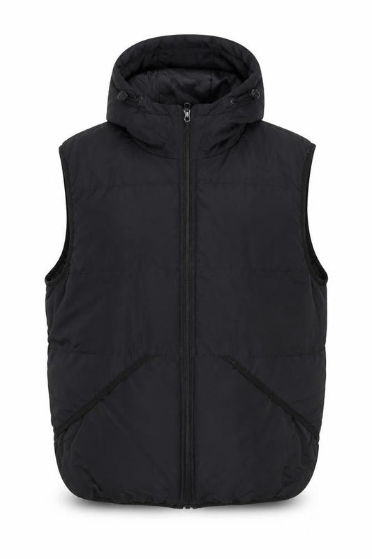 D/STRUCT Men’s Black Hooded Puffer Waistcoat Medium