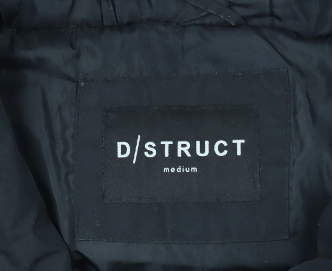 D/STRUCT Men’s Black Hooded Puffer Waistcoat Medium