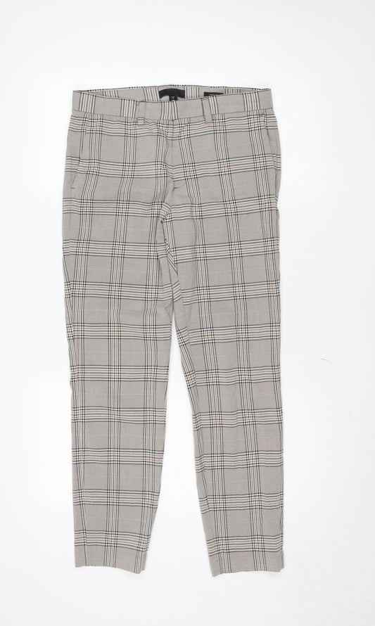 H&M Women’s Brown Plaid Skinny Chino Trousers Size 29